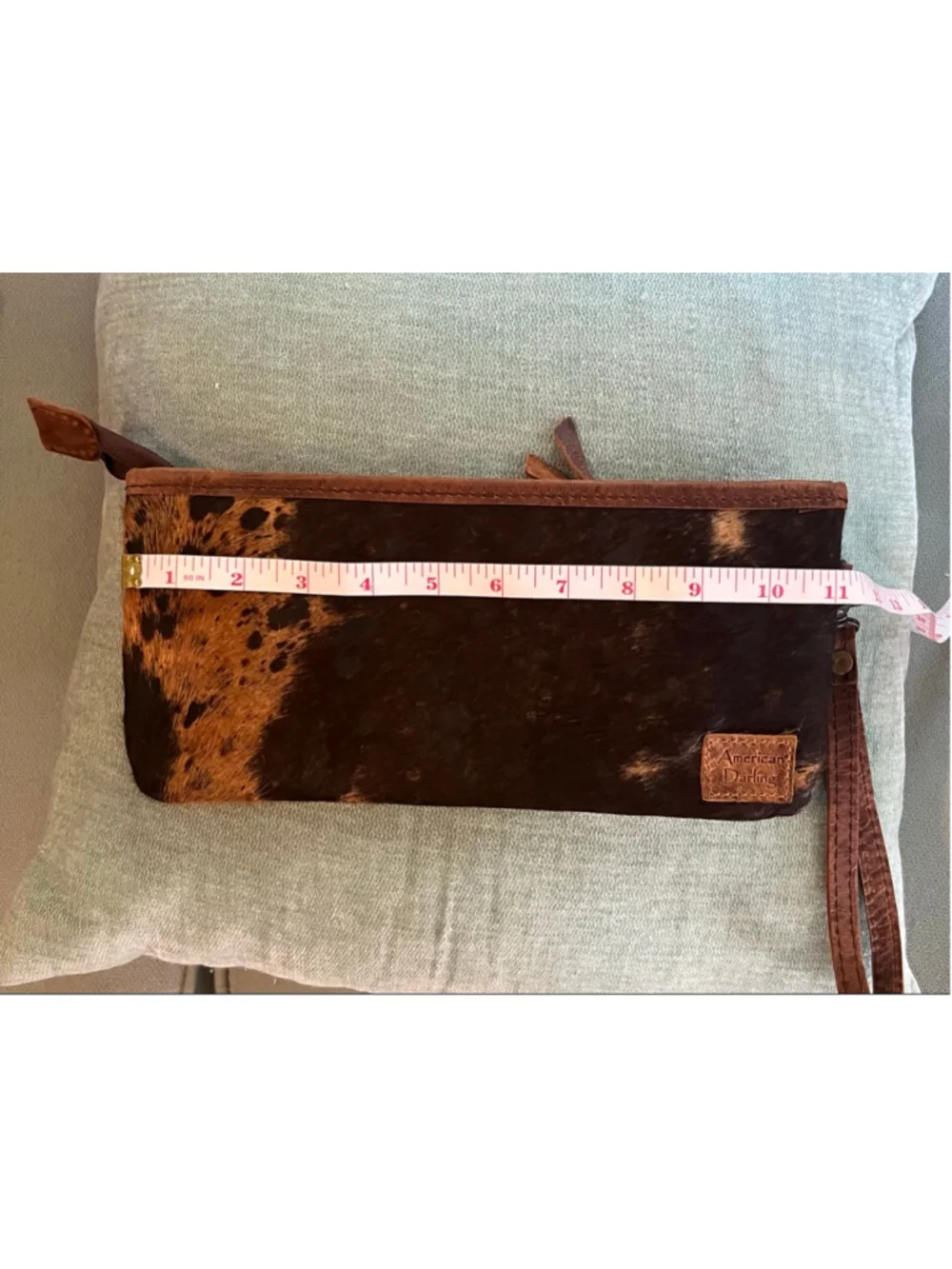 Women's American Darling One Size Brown & Black Cowhide Clutch Wristlet